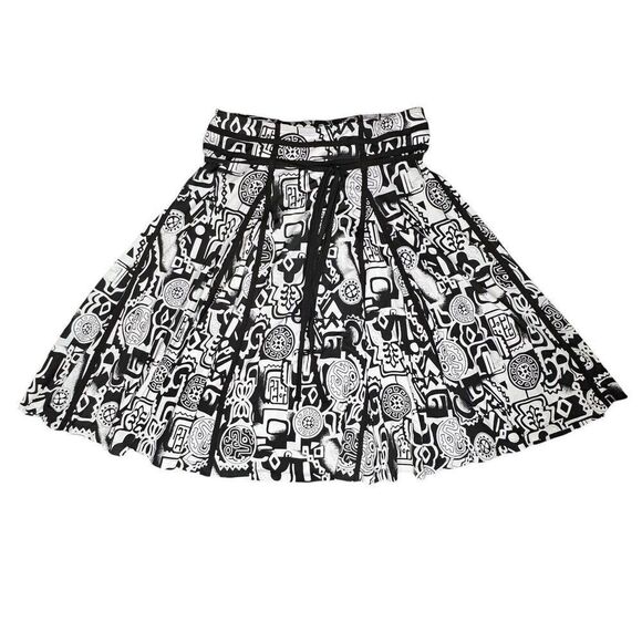 Lapis Skirt Sz M Women's White Black Print A-Line Full Pull On  Stretch Comfort - Picture 1 of 12